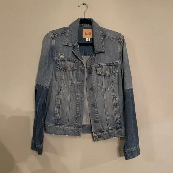 Paige Heidi Patchwork Jean Jacket in Underwood Denim size X-Small - Picture 7 of 13